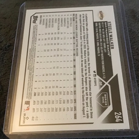 Steele Walker 2023 Topps Steele Walker RC Rookie SF Giants #264 - Picture 2 of 2